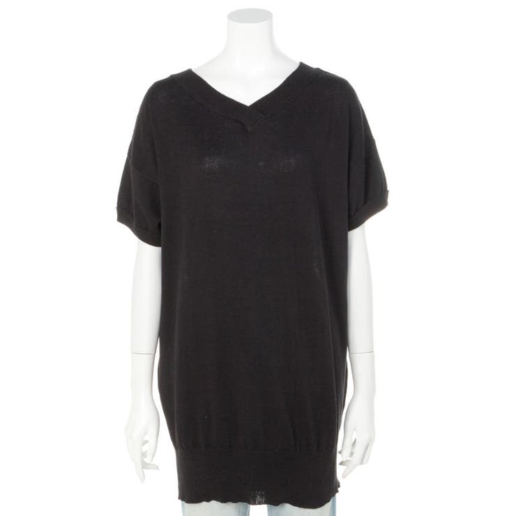 Vネックドルマン半袖綿ニット セーター カーディガン | atONE | 詳細画像6 