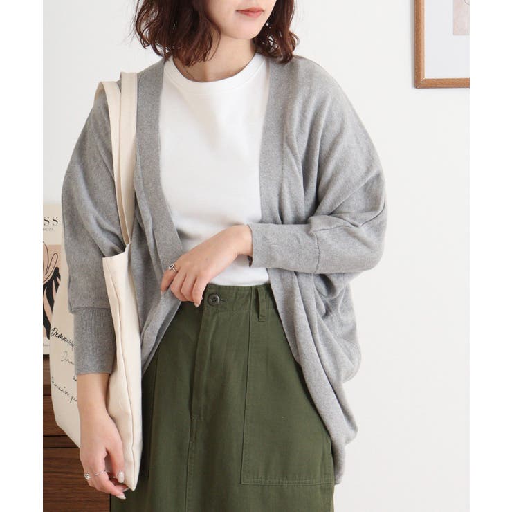 杢グレー | 綿ニットドルマンカーディガン トップス 夏服 | atONE