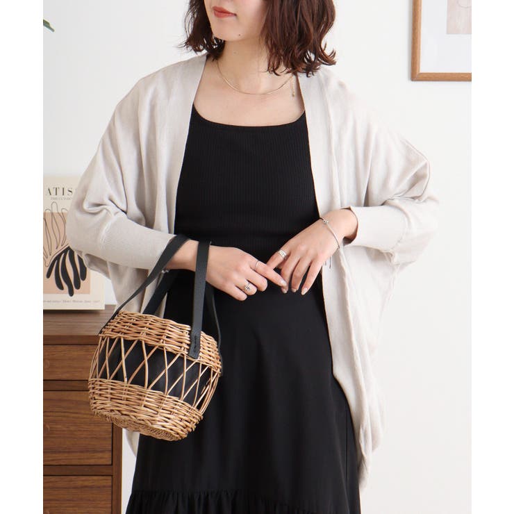 ライトグレー | 綿ニットドルマンカーディガン トップス 夏服 | atONE