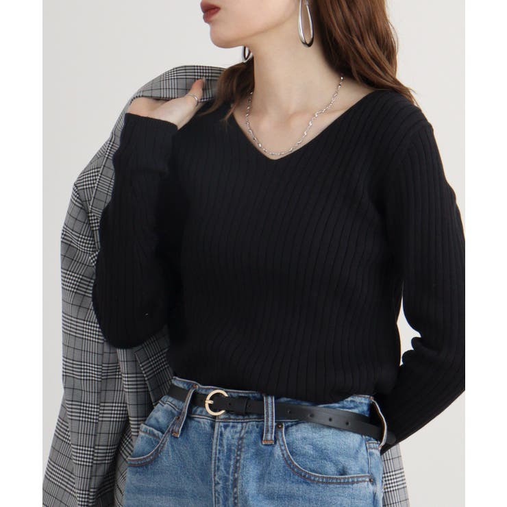 Vネックリブニット | atONE | 詳細画像58 