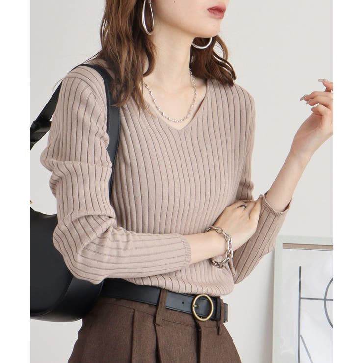 Vネックリブニット | atONE | 詳細画像67 