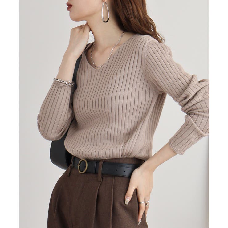 Vネックリブニット | atONE | 詳細画像68 