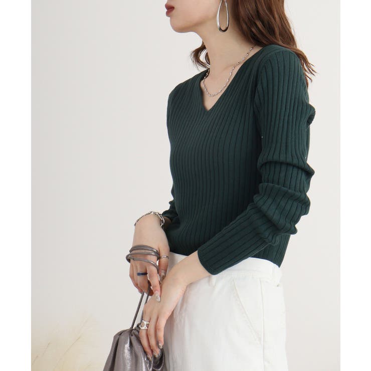 Vネックリブニット | atONE | 詳細画像75 