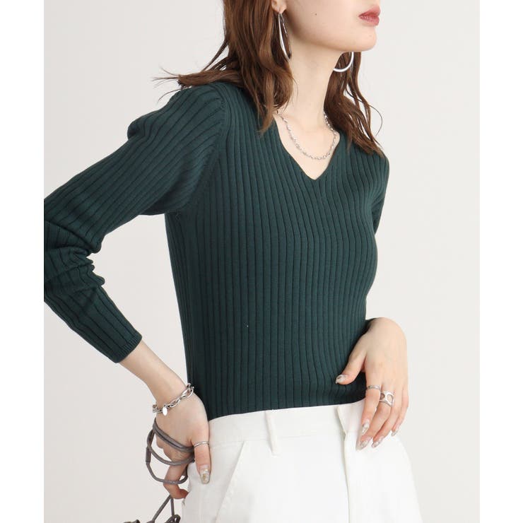 Vネックリブニット | atONE | 詳細画像77 