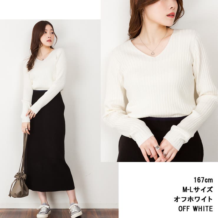 Vネックリブニット | atONE | 詳細画像2 