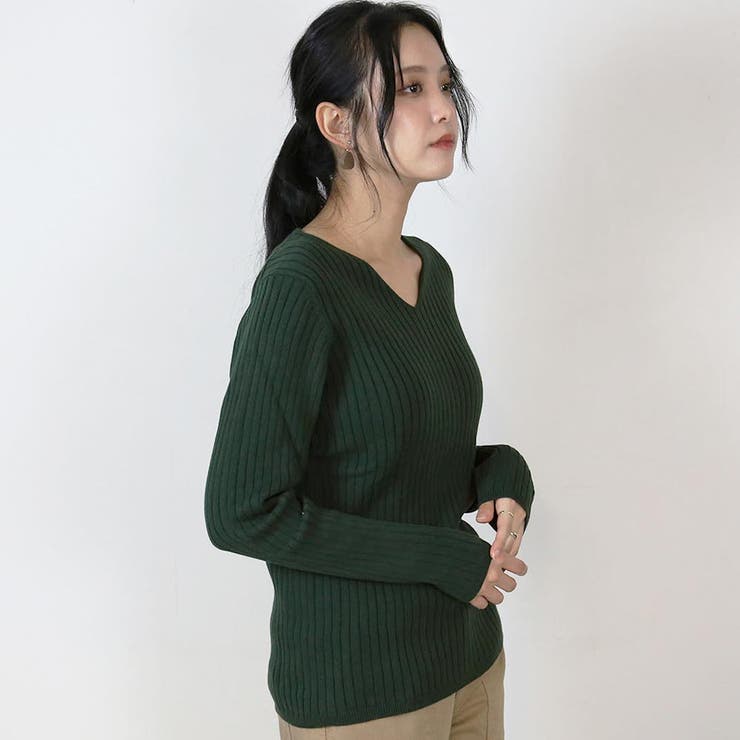 Vネックリブニット | atONE | 詳細画像34 