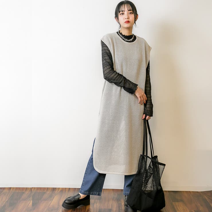 メッシュニットロングベスト[品番：ATOW0000746]｜atONE（アットワン