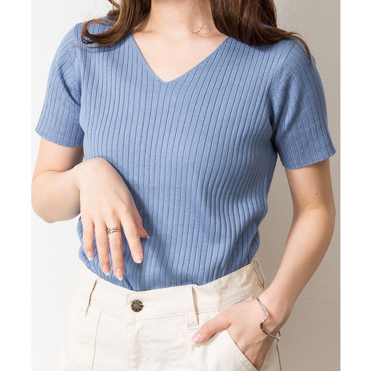 Vネックハーフスリーブサマーニット | atONE | 詳細画像15 