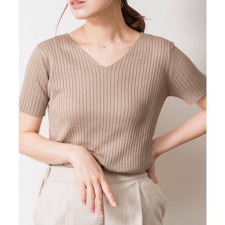 Vネックハーフスリーブサマーニット | atONE | 詳細画像22 