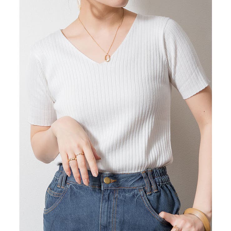 Vネックハーフスリーブサマーニット | atONE | 詳細画像28 