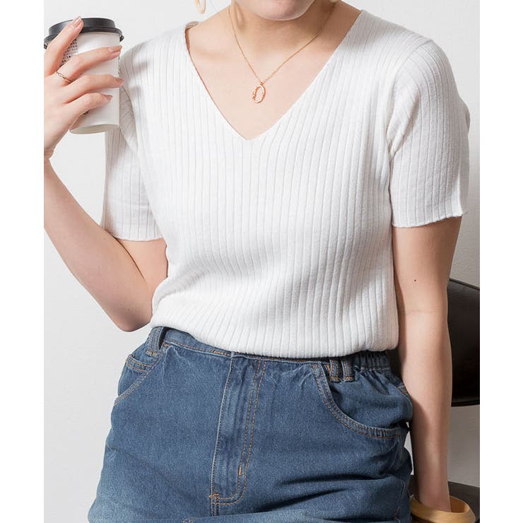 Vネックハーフスリーブサマーニット | atONE | 詳細画像29 