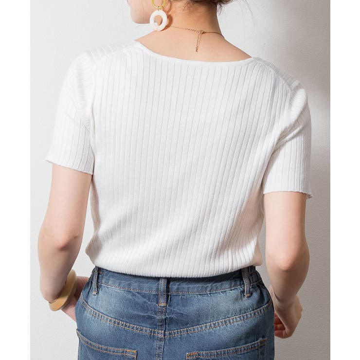 Vネックハーフスリーブサマーニット | atONE | 詳細画像31 