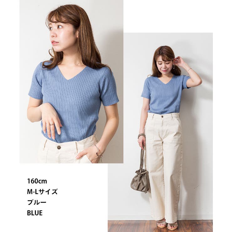 Vネックハーフスリーブサマーニット | atONE | 詳細画像3 