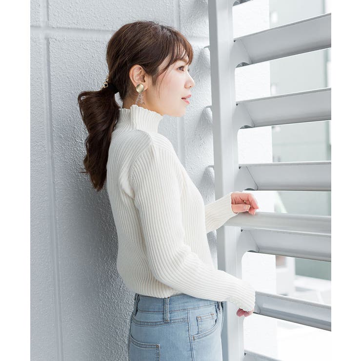 メロウ襟タートルネックリブニット | atONE | 詳細画像45 