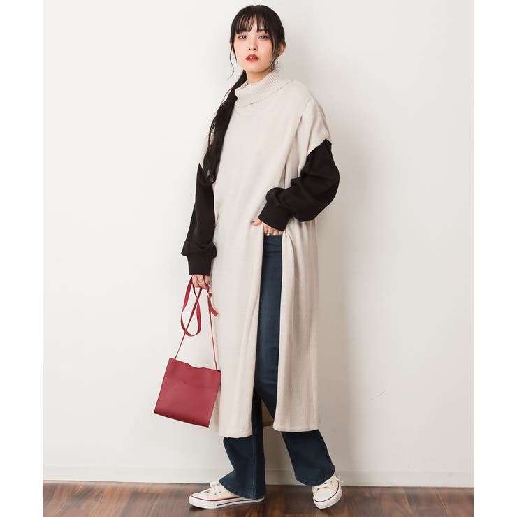 ライトグレー | ハイネックロングベスト | atONE