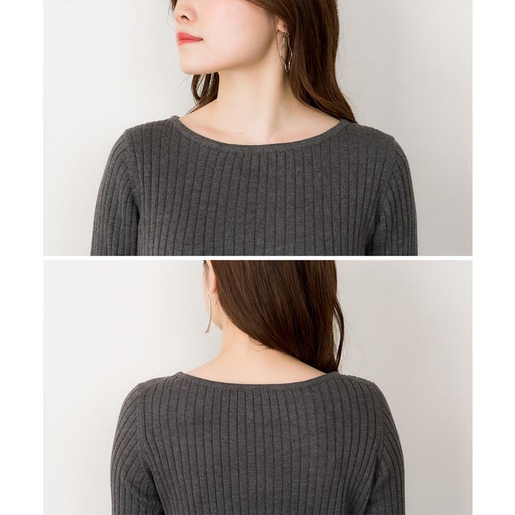 リブニットボートネックセーター | atONE | 詳細画像14 