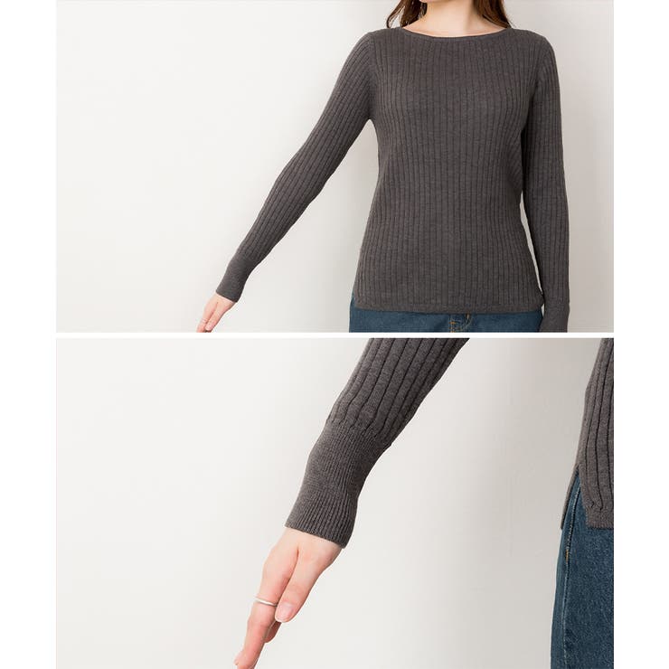 リブニットボートネックセーター | atONE | 詳細画像15 