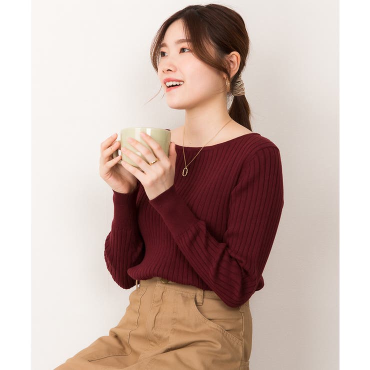 リブニットボートネックセーター | atONE | 詳細画像25 