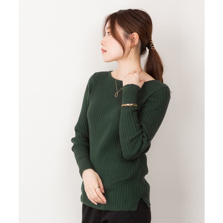 リブニットボートネックセーター | atONE | 詳細画像32 