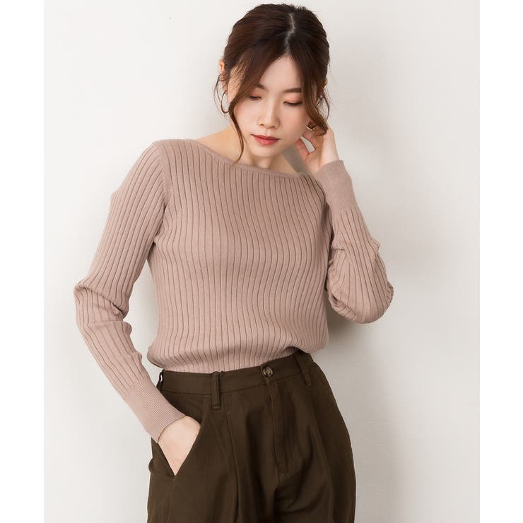 リブニットボートネックセーター | atONE | 詳細画像36 