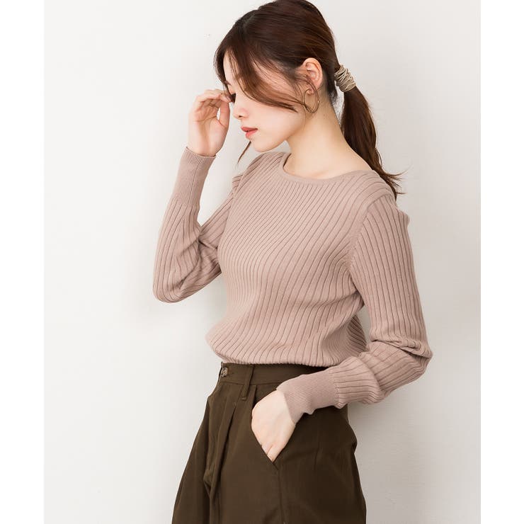 リブニットボートネックセーター | atONE | 詳細画像37 