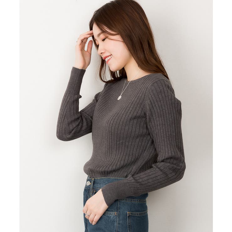 リブニットボートネックセーター | atONE | 詳細画像43 