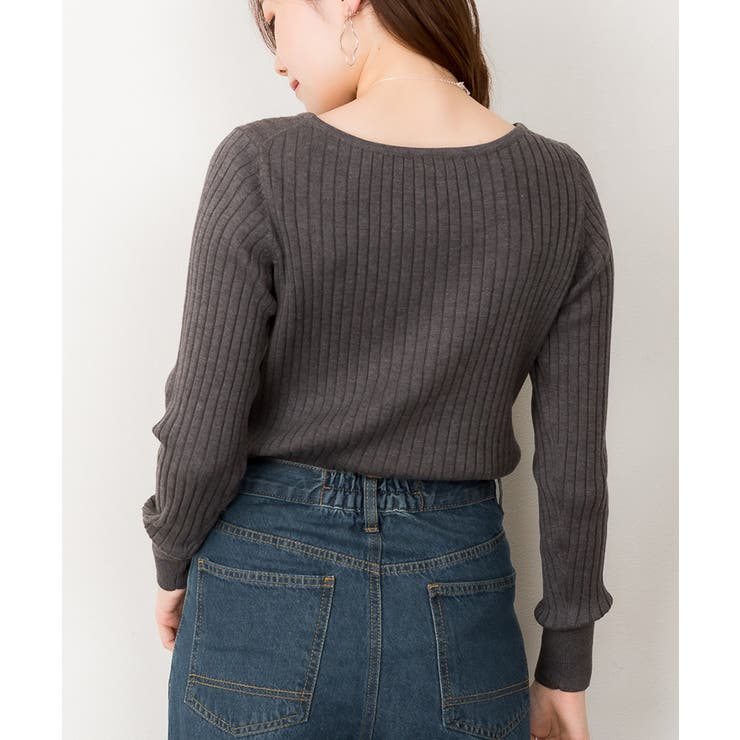 リブニットボートネックセーター | atONE | 詳細画像44 