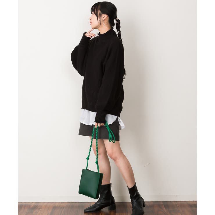 希少✨GUILTY PARTIES 総柄ロゴセーター L グリーンブラック CLEL】Loose Floral Jacquard Shaggy Knit/ルーズ花柄ジャガード