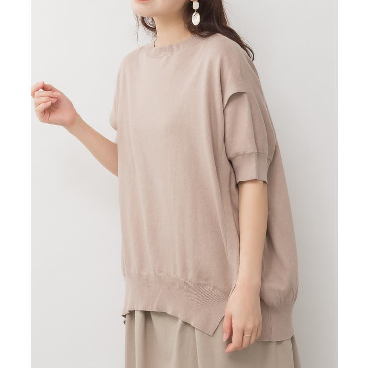 袖脇オープンラウンドネック5分袖ニット | atONE | 詳細画像15 