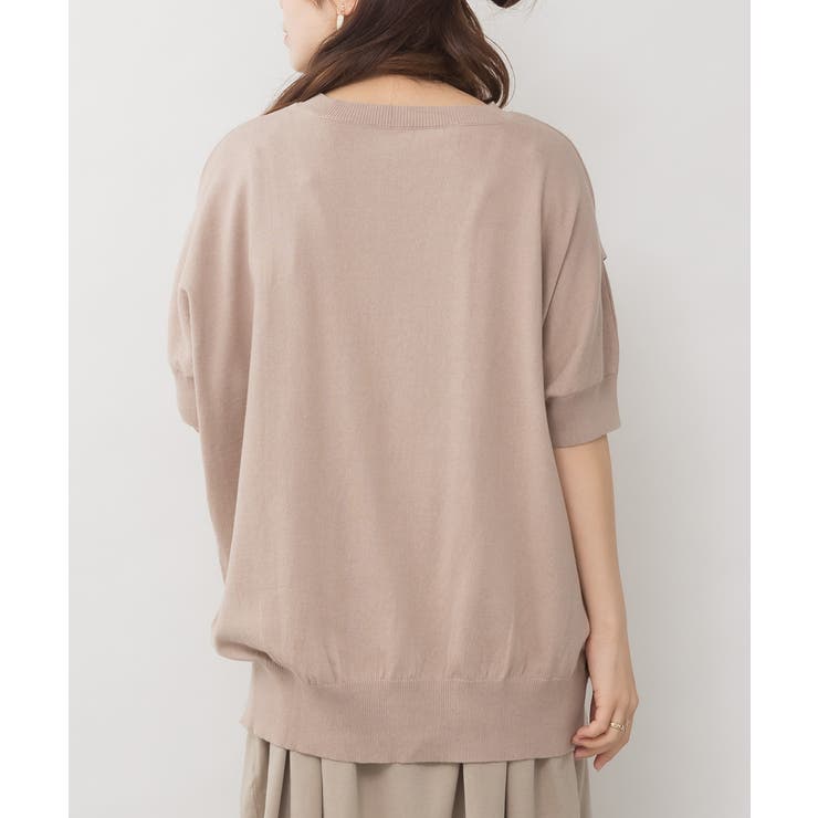 袖脇オープンラウンドネック5分袖ニット | atONE | 詳細画像16 