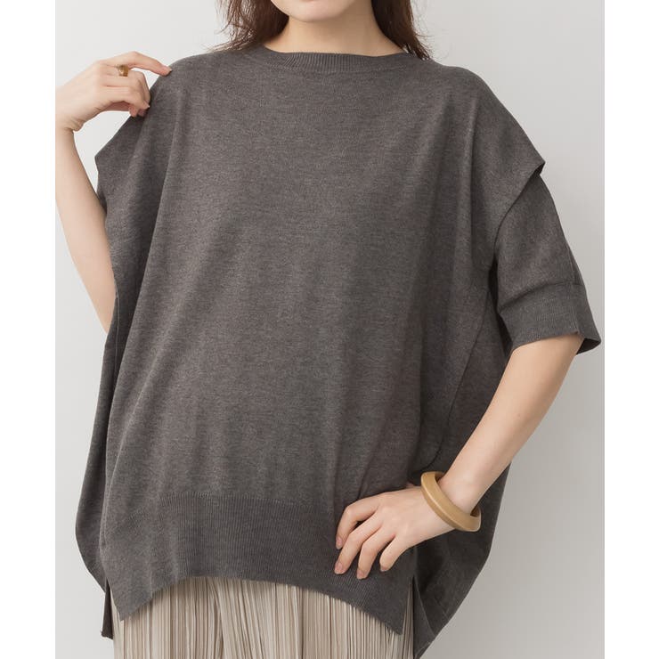 袖脇オープンラウンドネック5分袖ニット | atONE | 詳細画像23 