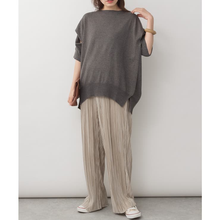 袖脇オープンラウンドネック5分袖ニット | atONE | 詳細画像27 