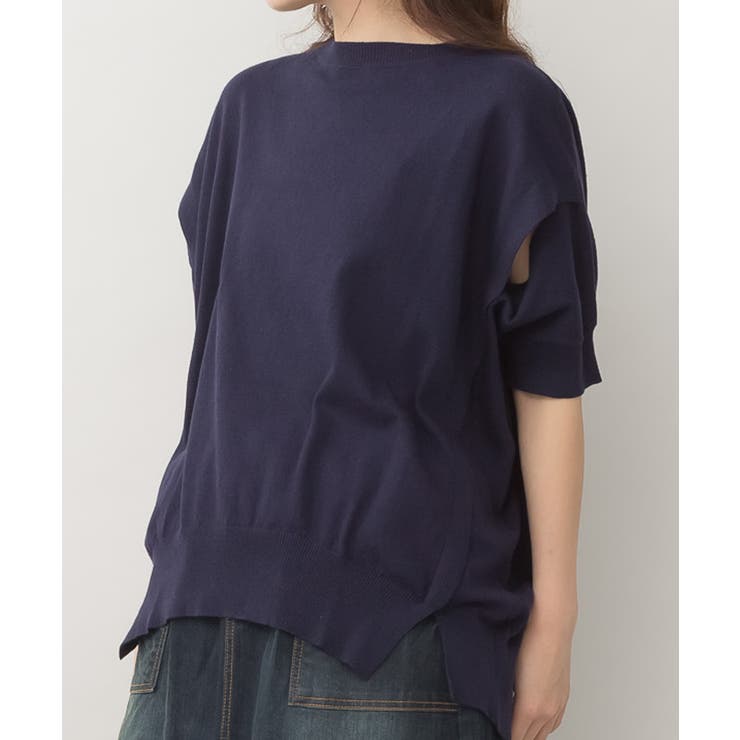 袖脇オープンラウンドネック5分袖ニット | atONE | 詳細画像29 