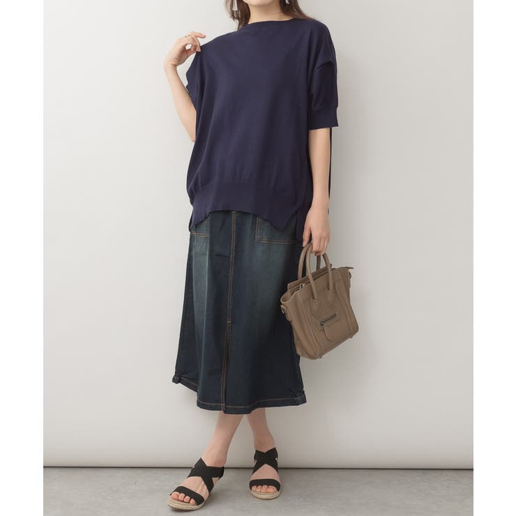 袖脇オープンラウンドネック5分袖ニット | atONE | 詳細画像32 