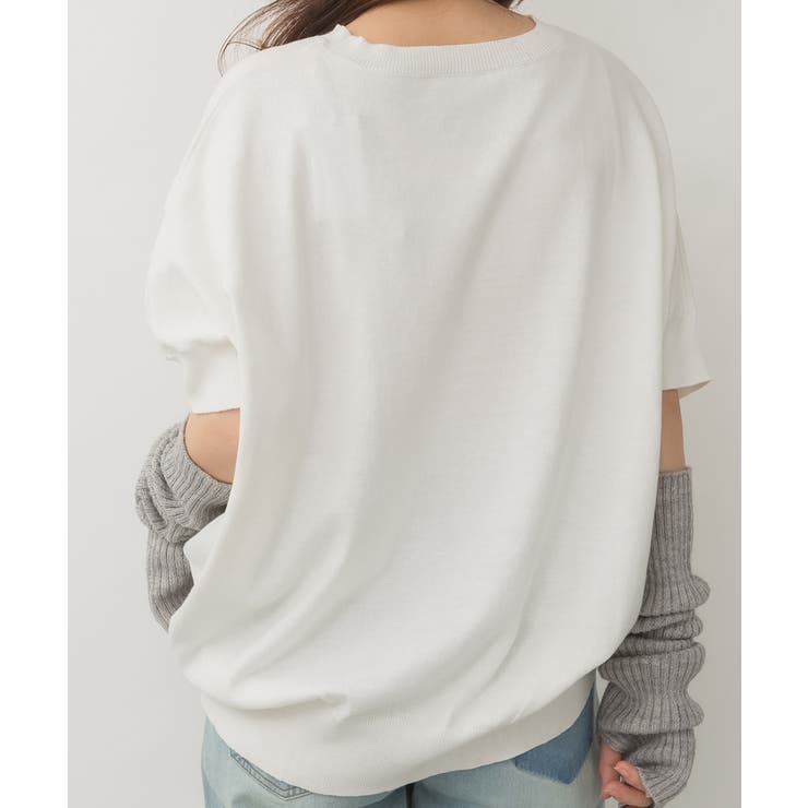 袖脇オープンラウンドネック5分袖ニット | atONE | 詳細画像36 