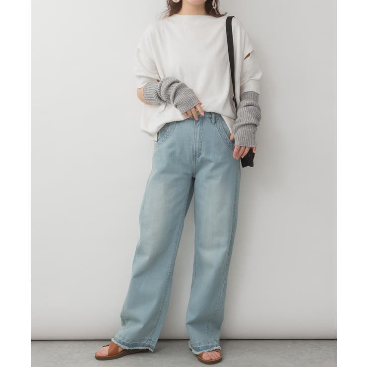 袖脇オープンラウンドネック5分袖ニット | atONE | 詳細画像37 