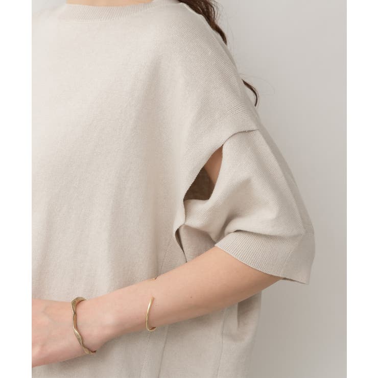 袖脇オープンラウンドネック5分袖ニット | atONE | 詳細画像43 
