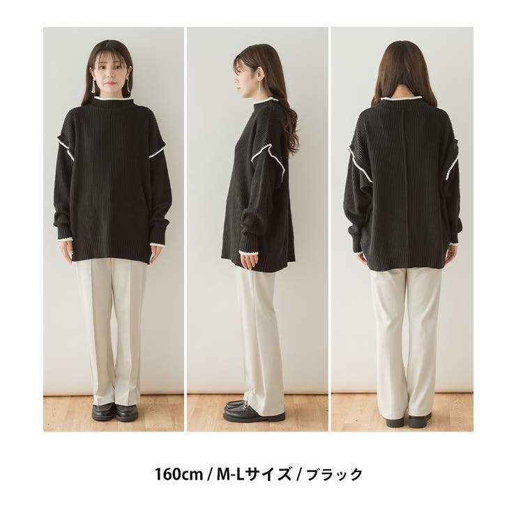 ハイネック配色ボリュームニット | atONE | 詳細画像3 