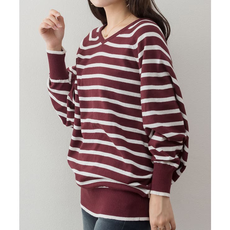 Vネックボーダードルマンニット | atONE | 詳細画像17 