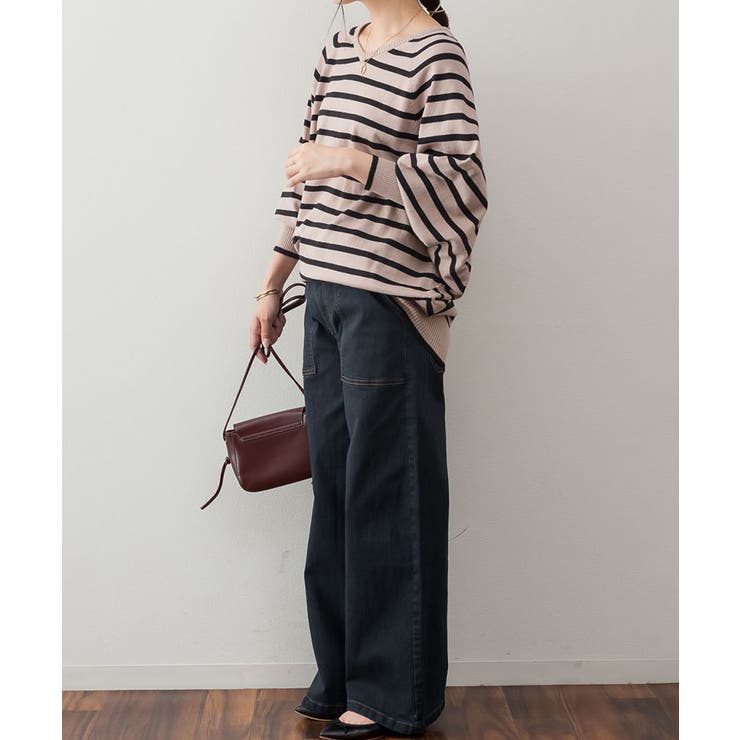 Vネックボーダードルマンニット | atONE | 詳細画像27 