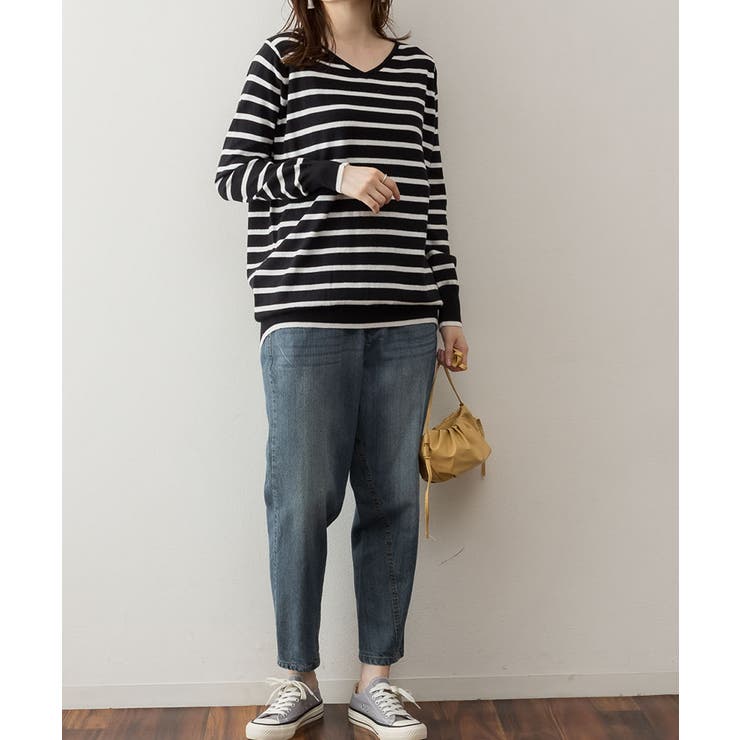 Vネックボーダーニット | atONE | 詳細画像12 