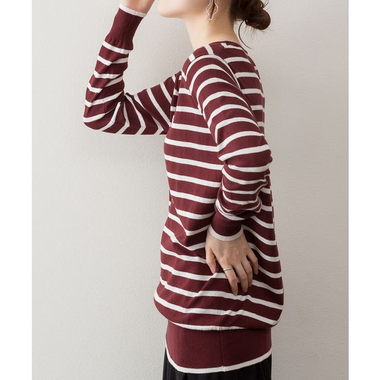 Vネックボーダーニット | atONE | 詳細画像17 