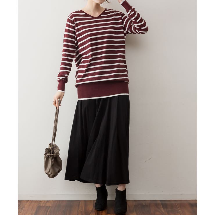 Vネックボーダーニット | atONE | 詳細画像19 