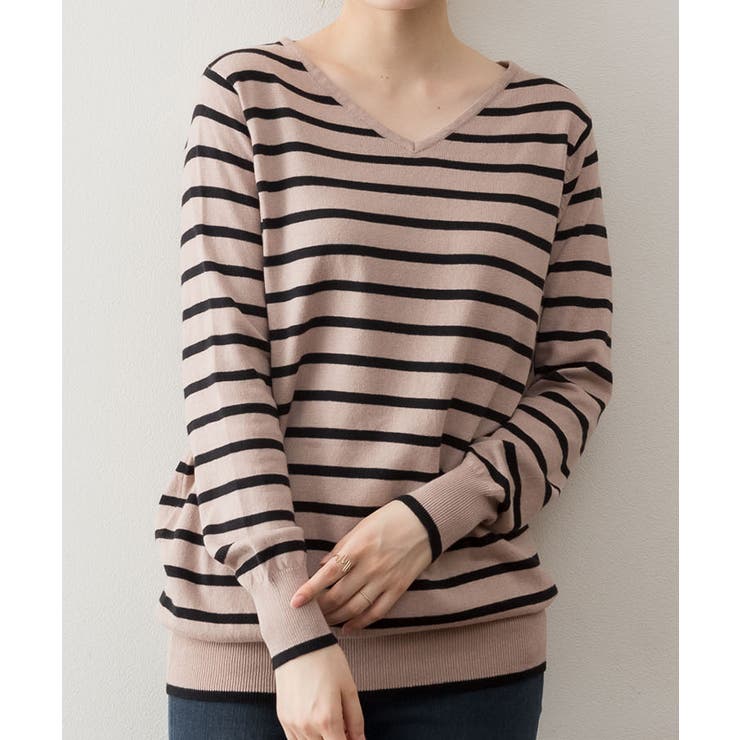 Vネックボーダーニット | atONE | 詳細画像23 