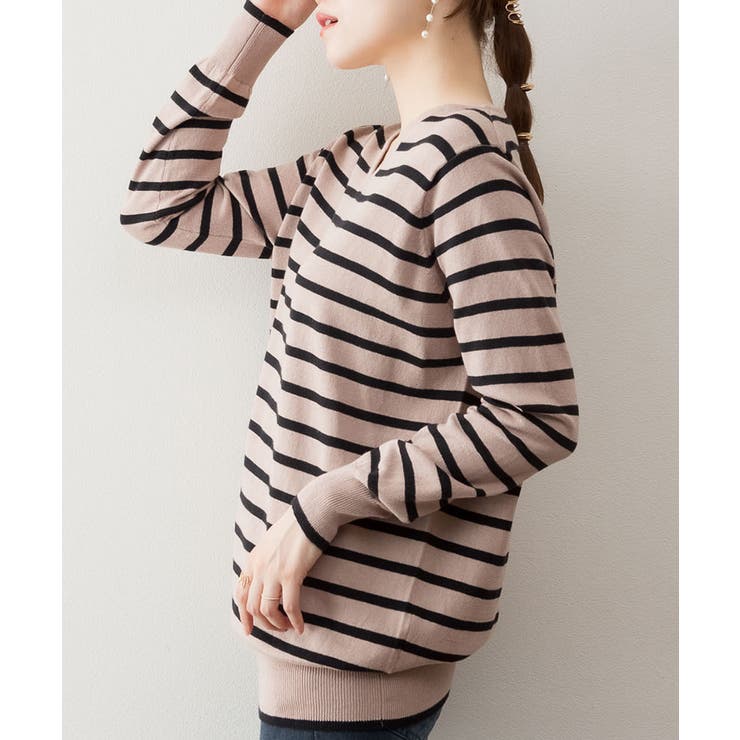 Vネックボーダーニット | atONE | 詳細画像24 