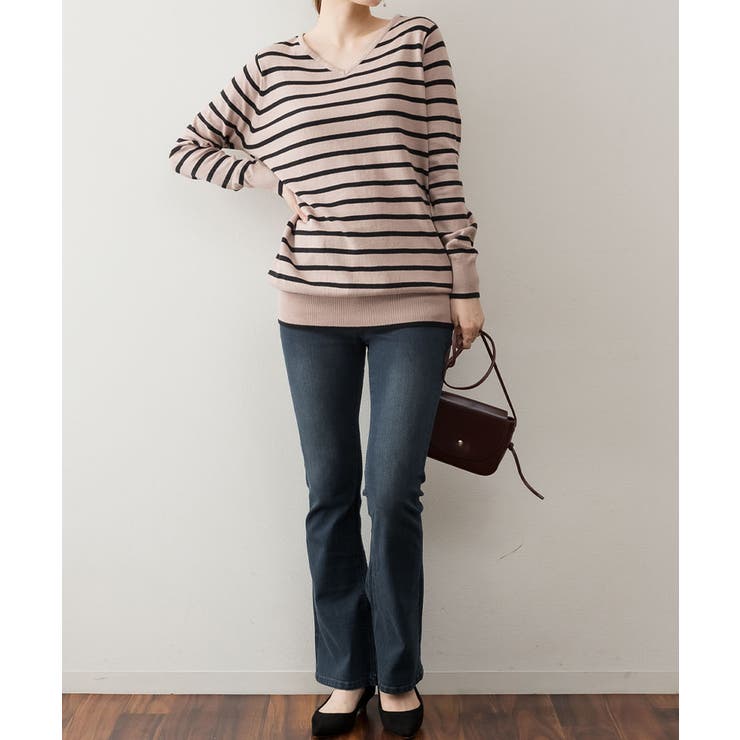 Vネックボーダーニット | atONE | 詳細画像26 