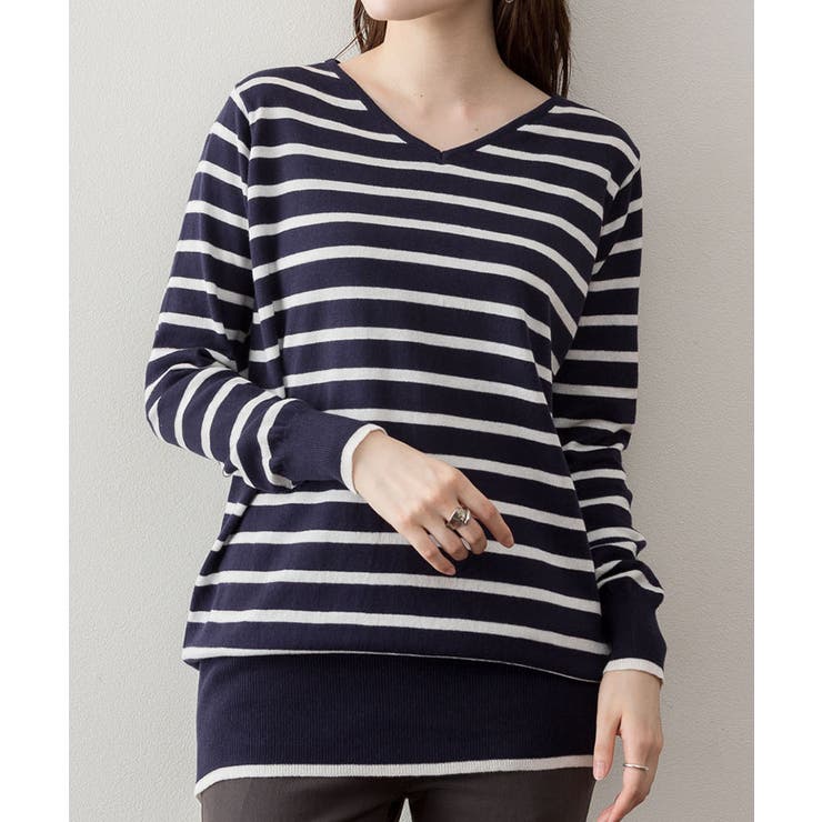 Vネックボーダーニット | atONE | 詳細画像30 