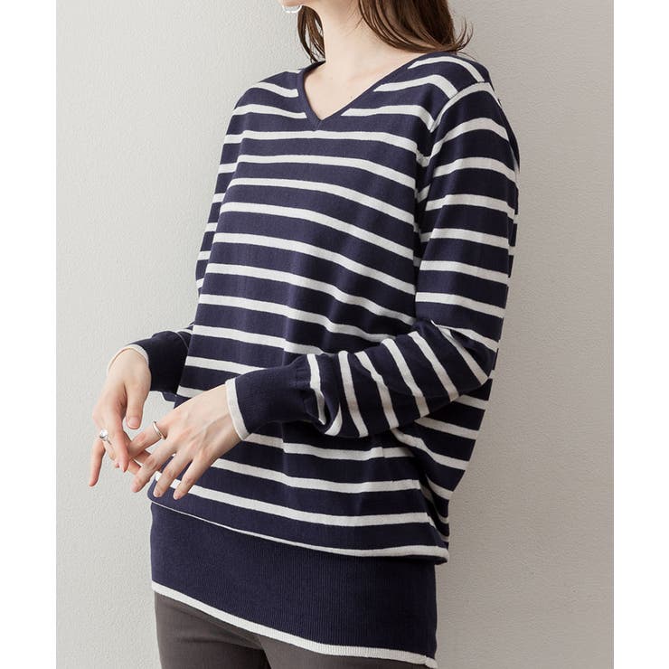 Vネックボーダーニット | atONE | 詳細画像31 