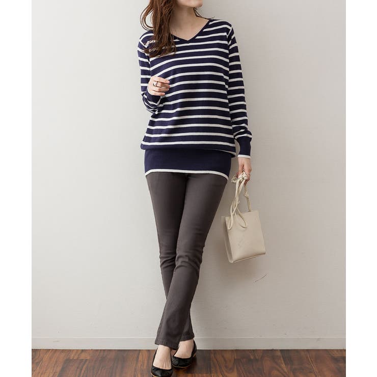 Vネックボーダーニット | atONE | 詳細画像33 