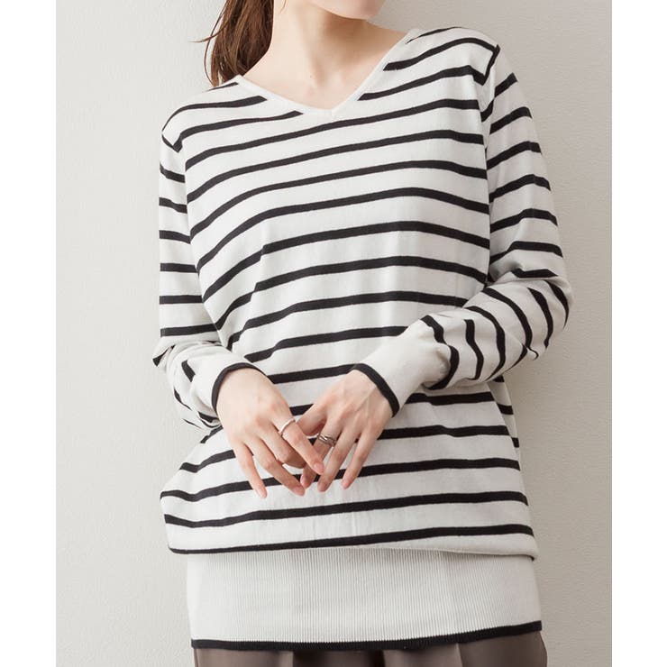 Vネックボーダーニット | atONE | 詳細画像38 